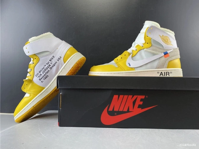Off-White Jordan 1 Dark NRG x Yellow-Cone AQ0818-149 Air White Powder 0925